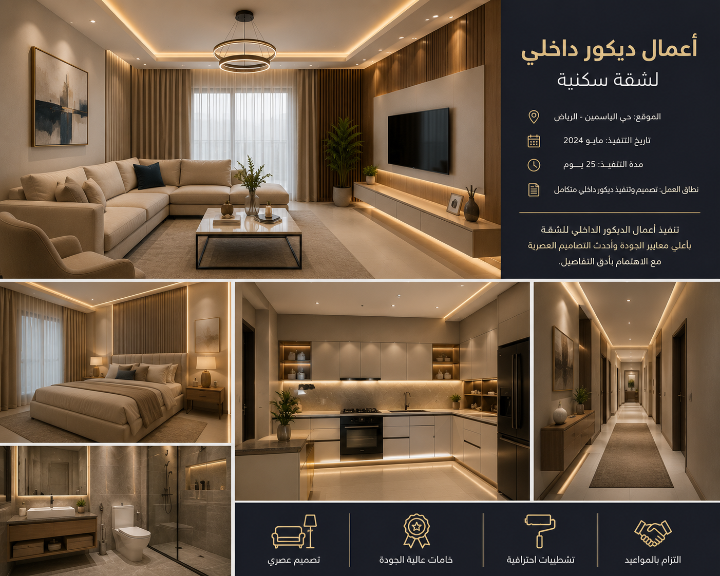 خدمة ديكور داخلي لشقة في حي الياسمين